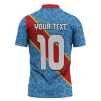 Custom DR Congo National Football Zipper Polo Shirt Leopards Power - Wonder Print Shop