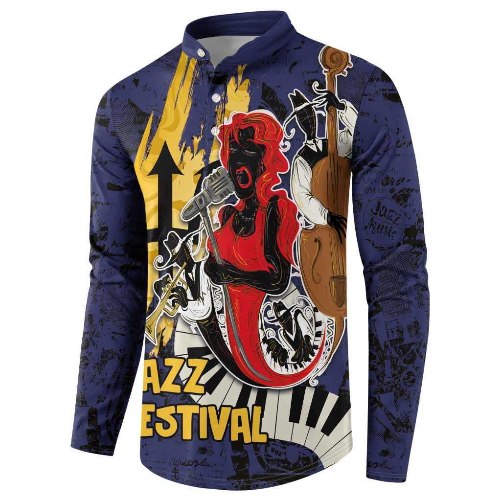 Barbados Jazz Festival - Abstract Jazz Art Button Sweatshirt - Wonder Print Shop
