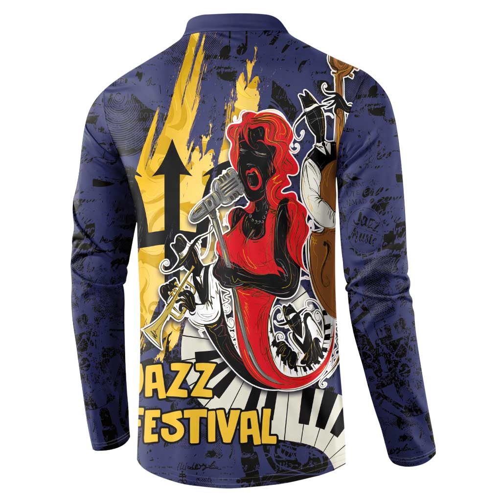 Barbados Jazz Festival - Abstract Jazz Art Button Sweatshirt - Wonder Print Shop