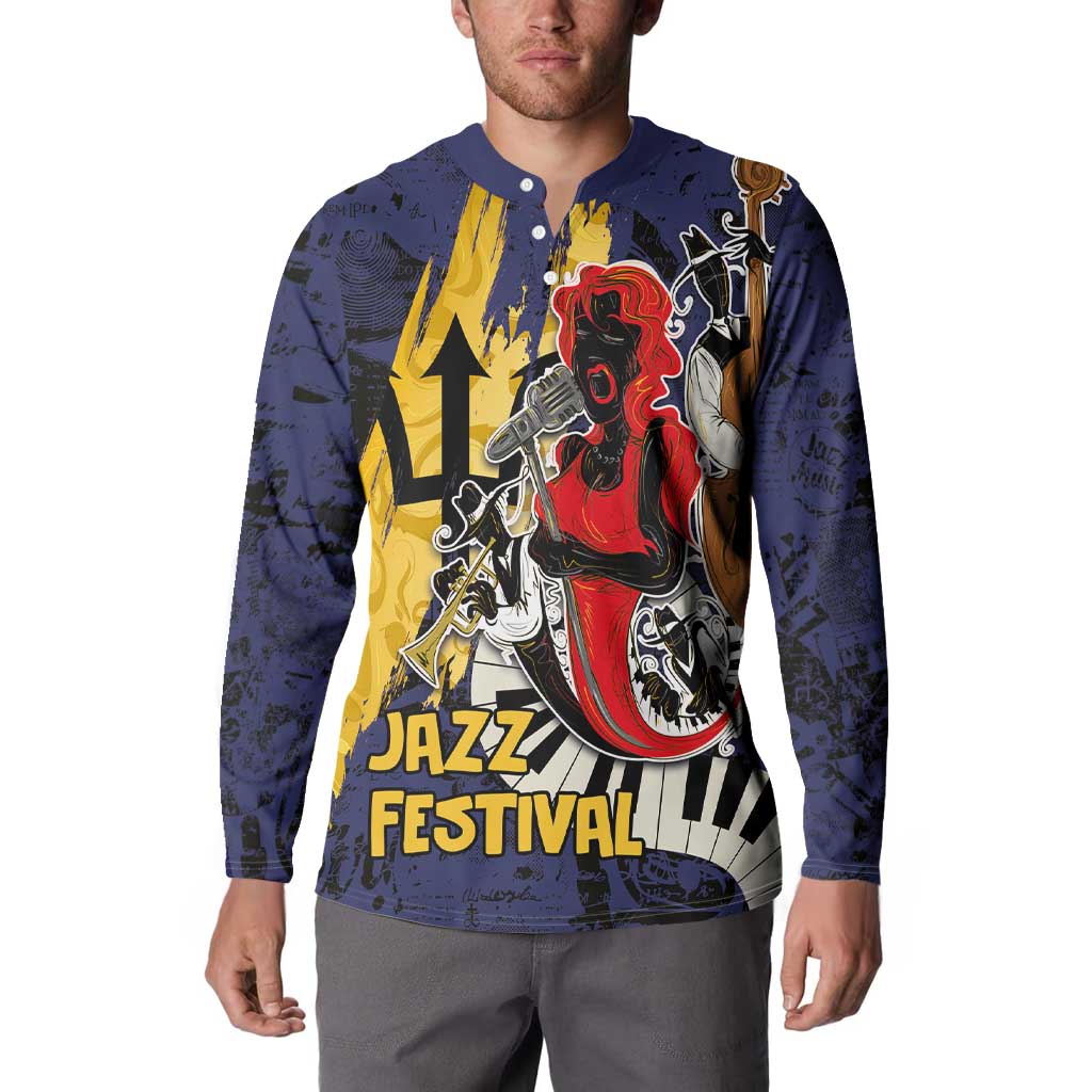 Barbados Jazz Festival - Abstract Jazz Art Button Sweatshirt - Wonder Print Shop