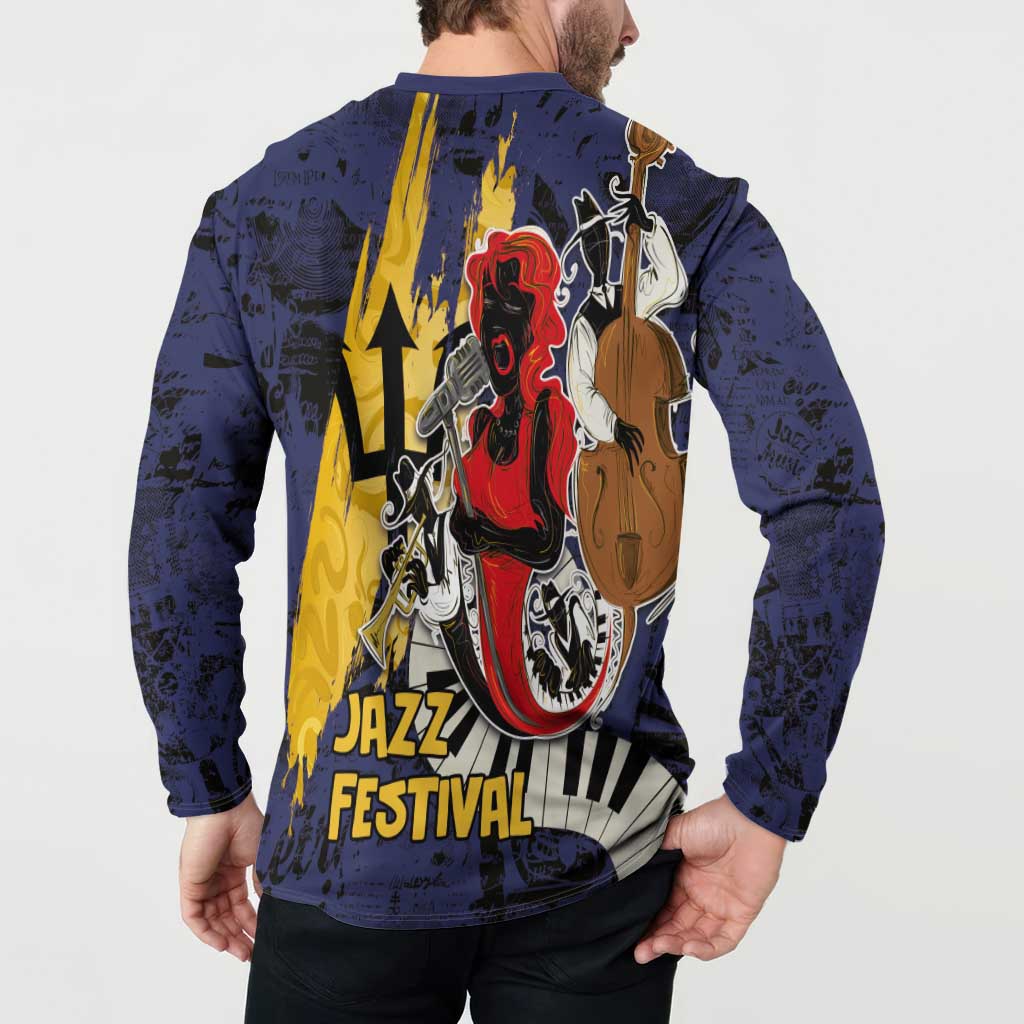 Barbados Jazz Festival - Abstract Jazz Art Button Sweatshirt - Wonder Print Shop