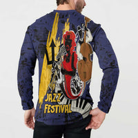 Barbados Jazz Festival - Abstract Jazz Art Button Sweatshirt - Wonder Print Shop
