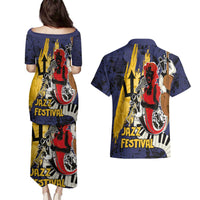 Barbados Jazz Festival - Abstract Jazz Art Couples Matching Puletasi and Hawaiian Shirt