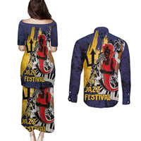 Barbados Jazz Festival - Abstract Jazz Art Couples Matching Puletasi and Long Sleeve Button Shirt
