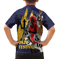 Barbados Jazz Festival - Abstract Jazz Art Family Matching Long Sleeve Bodycon Dress and Hawaiian Shirt - Wonder Print Shop