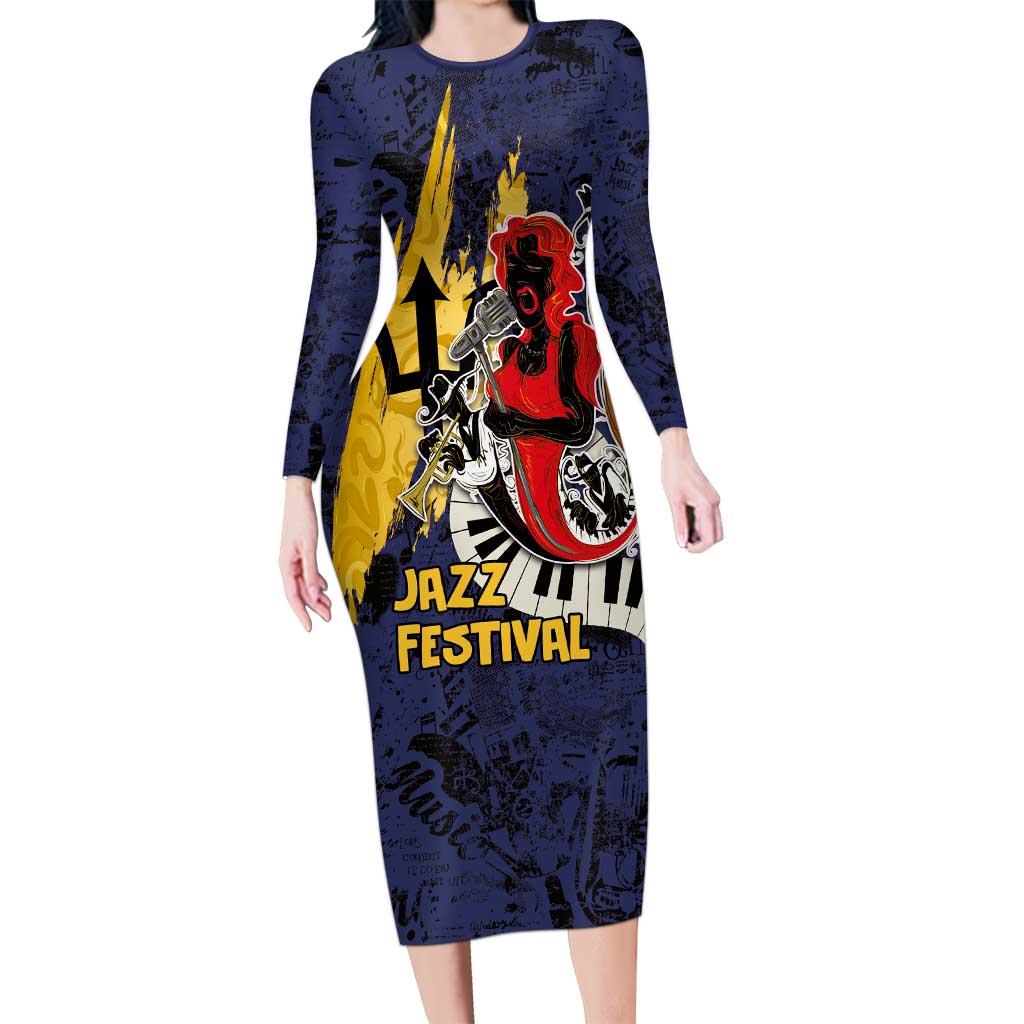 Barbados Jazz Festival - Abstract Jazz Art Family Matching Long Sleeve Bodycon Dress and Hawaiian Shirt - Wonder Print Shop