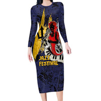 Barbados Jazz Festival - Abstract Jazz Art Family Matching Long Sleeve Bodycon Dress and Hawaiian Shirt - Wonder Print Shop