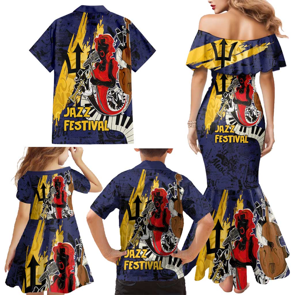 Barbados Jazz Festival - Abstract Jazz Art Family Matching Mermaid Dress and Hawaiian Shirt - Wonder Print Shop