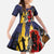 Barbados Jazz Festival - Abstract Jazz Art Family Matching Off The Shoulder Long Sleeve Dress and Hawaiian Shirt