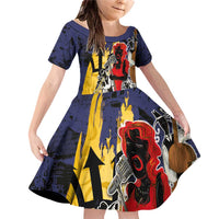 Barbados Jazz Festival - Abstract Jazz Art Family Matching Off Shoulder Short Dress and Hawaiian Shirt - Wonder Print Shop