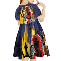 Barbados Jazz Festival - Abstract Jazz Art Kid Short Sleeve Dress - Wonder Print Shop