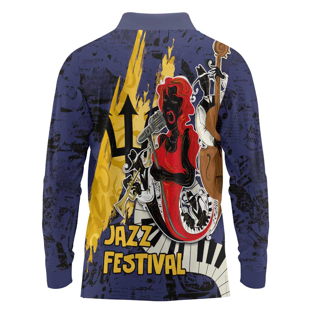 Barbados Jazz Festival - Abstract Jazz Art Long Sleeve Polo Shirt - Wonder Print Shop