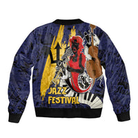 Barbados Jazz Festival - Abstract Jazz Art Sleeve Zip Bomber Jacket - Wonder Print Shop