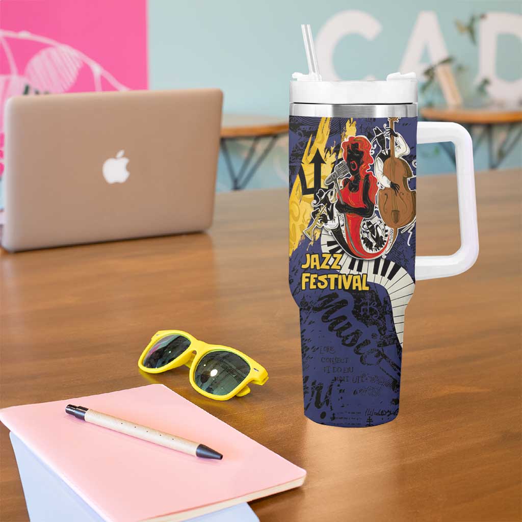 Barbados Jazz Festival - Abstract Jazz Art Tumbler With Handle - Wonder Print Shop