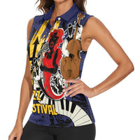 Barbados Jazz Festival - Abstract Jazz Art Women Sleeveless Polo Shirt - Wonder Print Shop