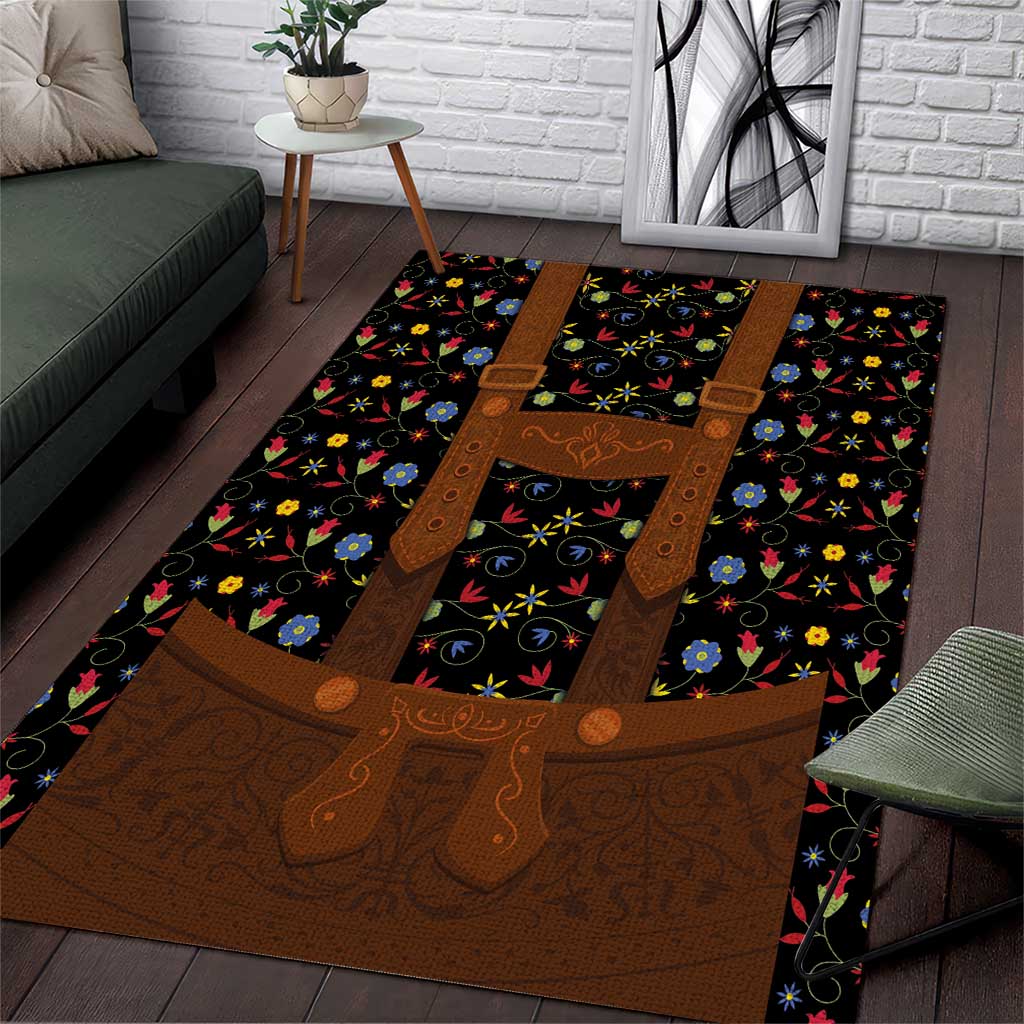 Traditional German Costume - Lederhosen Area Rug Folk Floral Pattern Style - Wonder Print Shop