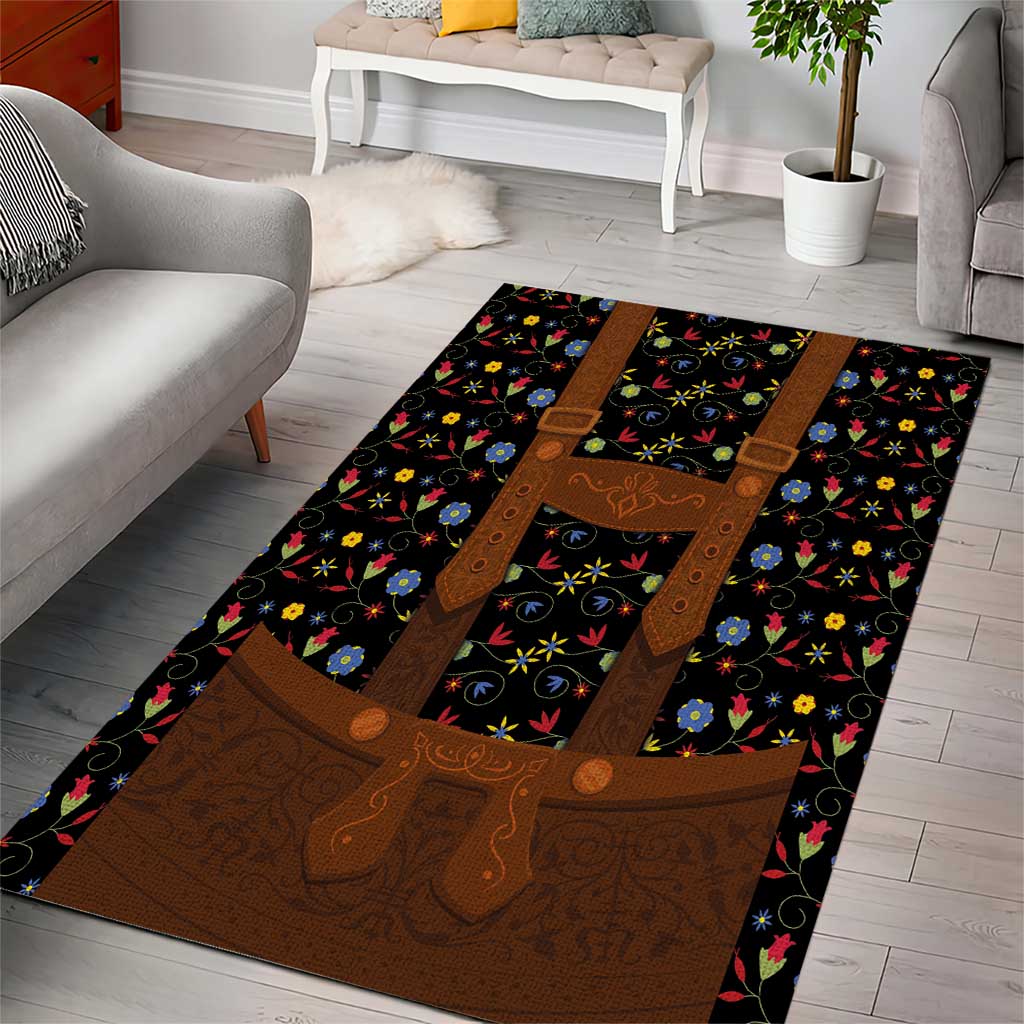 Traditional German Costume - Lederhosen Area Rug Folk Floral Pattern Style - Wonder Print Shop