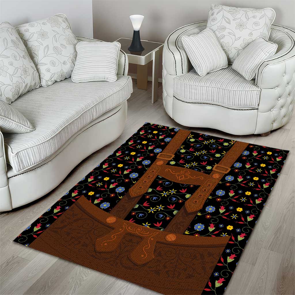 Traditional German Costume - Lederhosen Area Rug Folk Floral Pattern Style - Wonder Print Shop