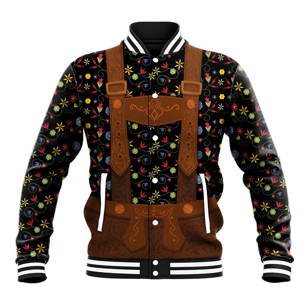 Traditional German Costume - Lederhosen Baseball Jacket Folk Floral Pattern Style - Wonder Print Shop