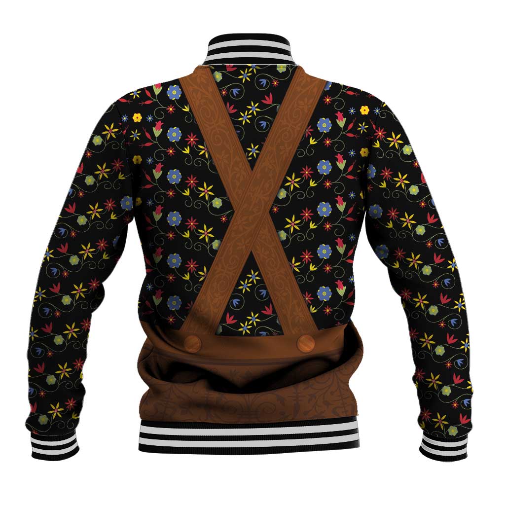 Traditional German Costume - Lederhosen Baseball Jacket Folk Floral Pattern Style - Wonder Print Shop