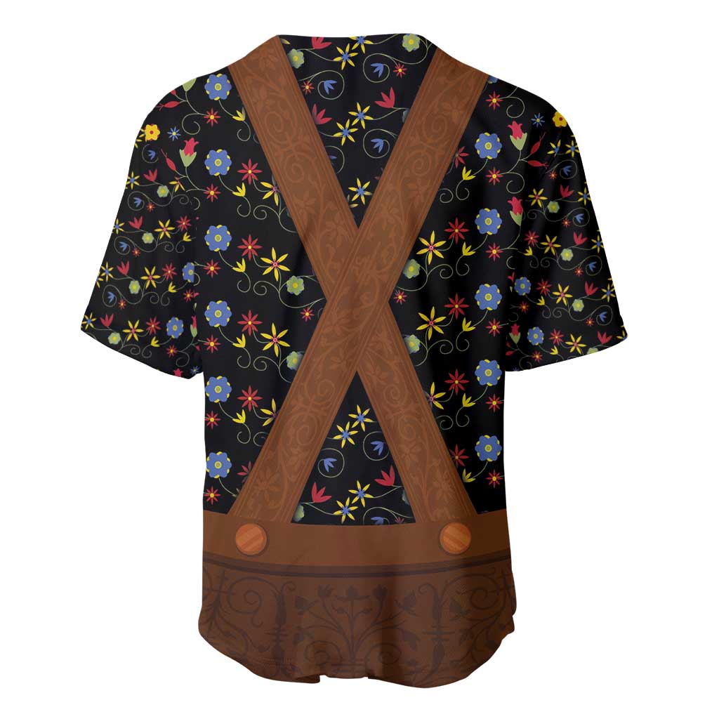 Traditional German Costume - Lederhosen Baseball Jersey Folk Floral Pattern Style - Wonder Print Shop