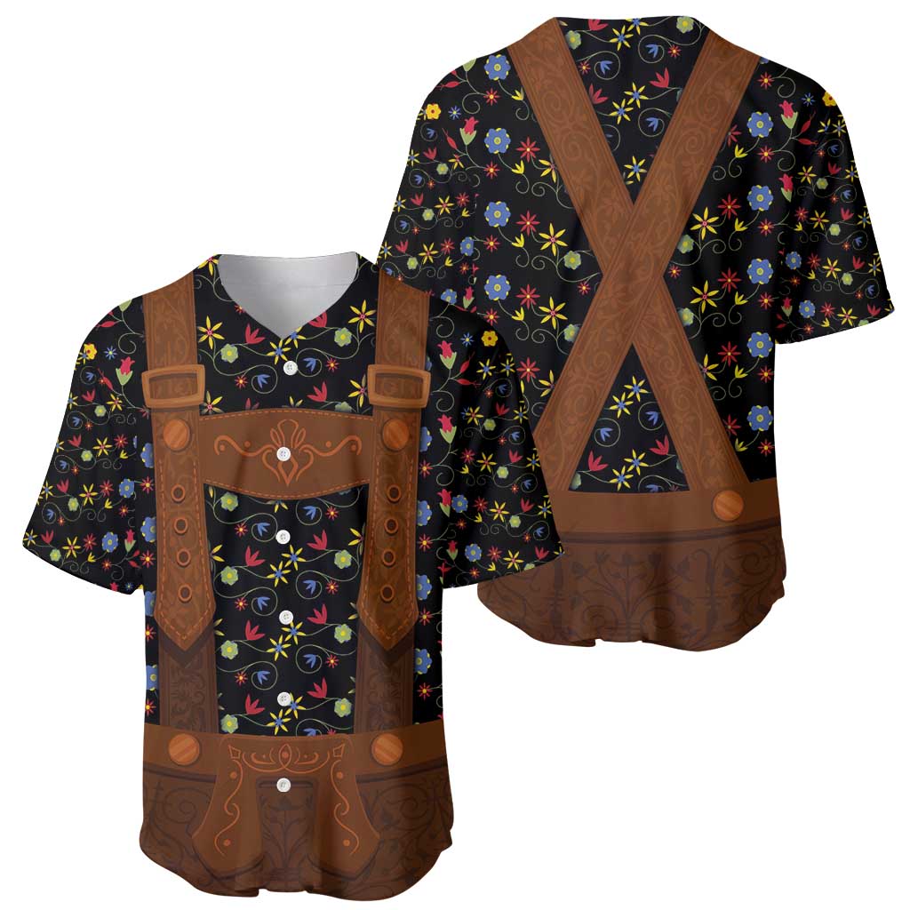 Traditional German Costume - Lederhosen Baseball Jersey Folk Floral Pattern Style - Wonder Print Shop