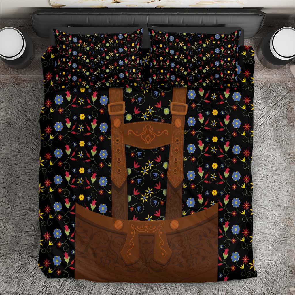 Traditional German Costume - Lederhosen Bedding Set Folk Floral Pattern Style - Wonder Print Shop