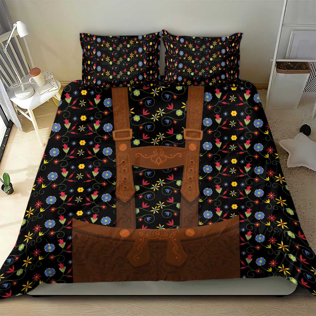 Traditional German Costume - Lederhosen Bedding Set Folk Floral Pattern Style - Wonder Print Shop
