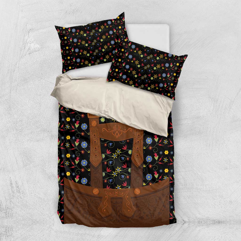 Traditional German Costume - Lederhosen Bedding Set Folk Floral Pattern Style - Wonder Print Shop