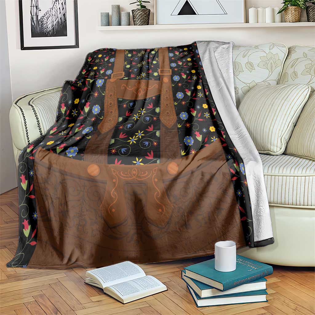 Traditional German Costume - Lederhosen Blanket Folk Floral Pattern Style