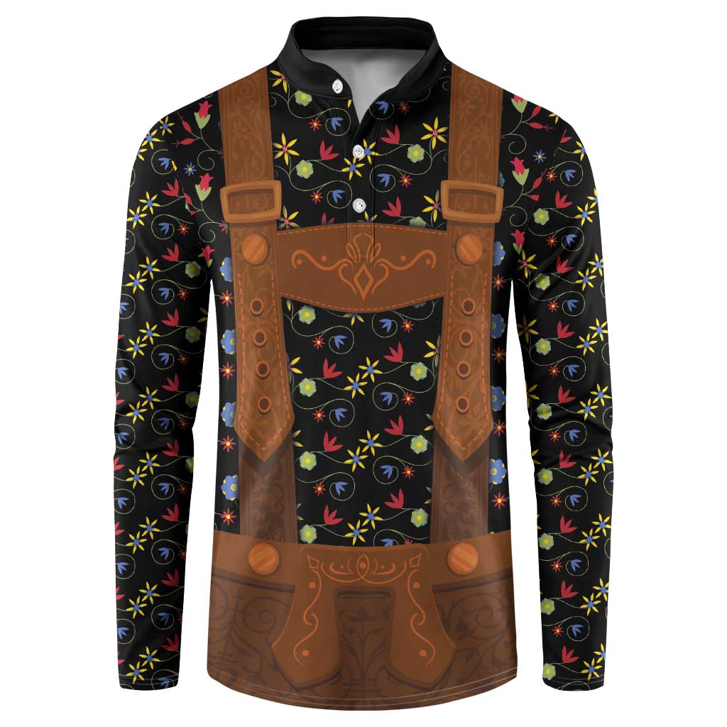 Traditional German Costume - Lederhosen Button Sweatshirt Folk Floral Pattern Style - Wonder Print Shop