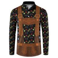 Traditional German Costume - Lederhosen Button Sweatshirt Folk Floral Pattern Style - Wonder Print Shop