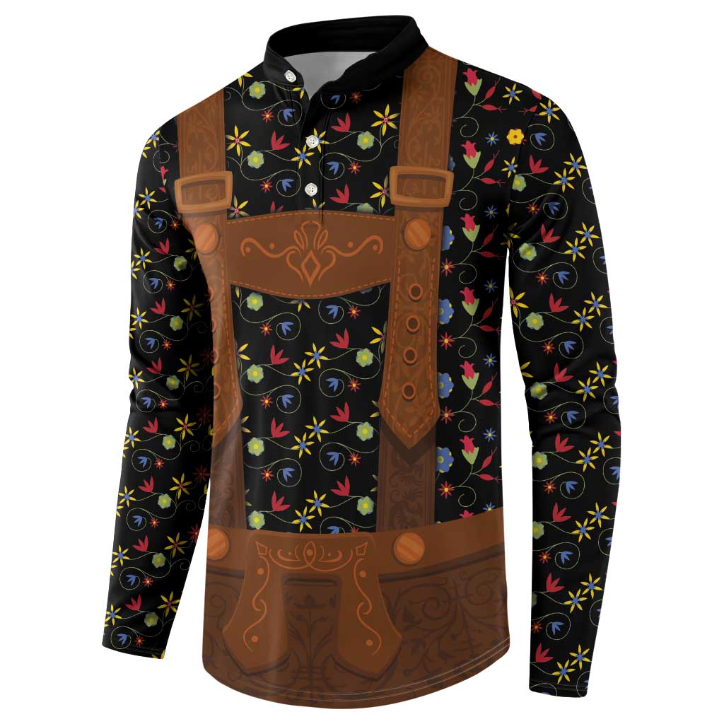 Traditional German Costume - Lederhosen Button Sweatshirt Folk Floral Pattern Style - Wonder Print Shop