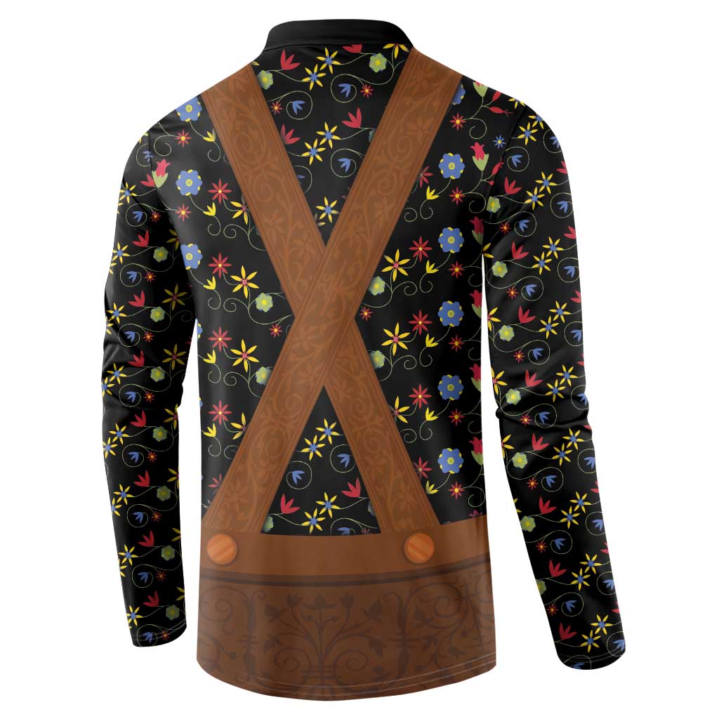 Traditional German Costume - Lederhosen Button Sweatshirt Folk Floral Pattern Style - Wonder Print Shop