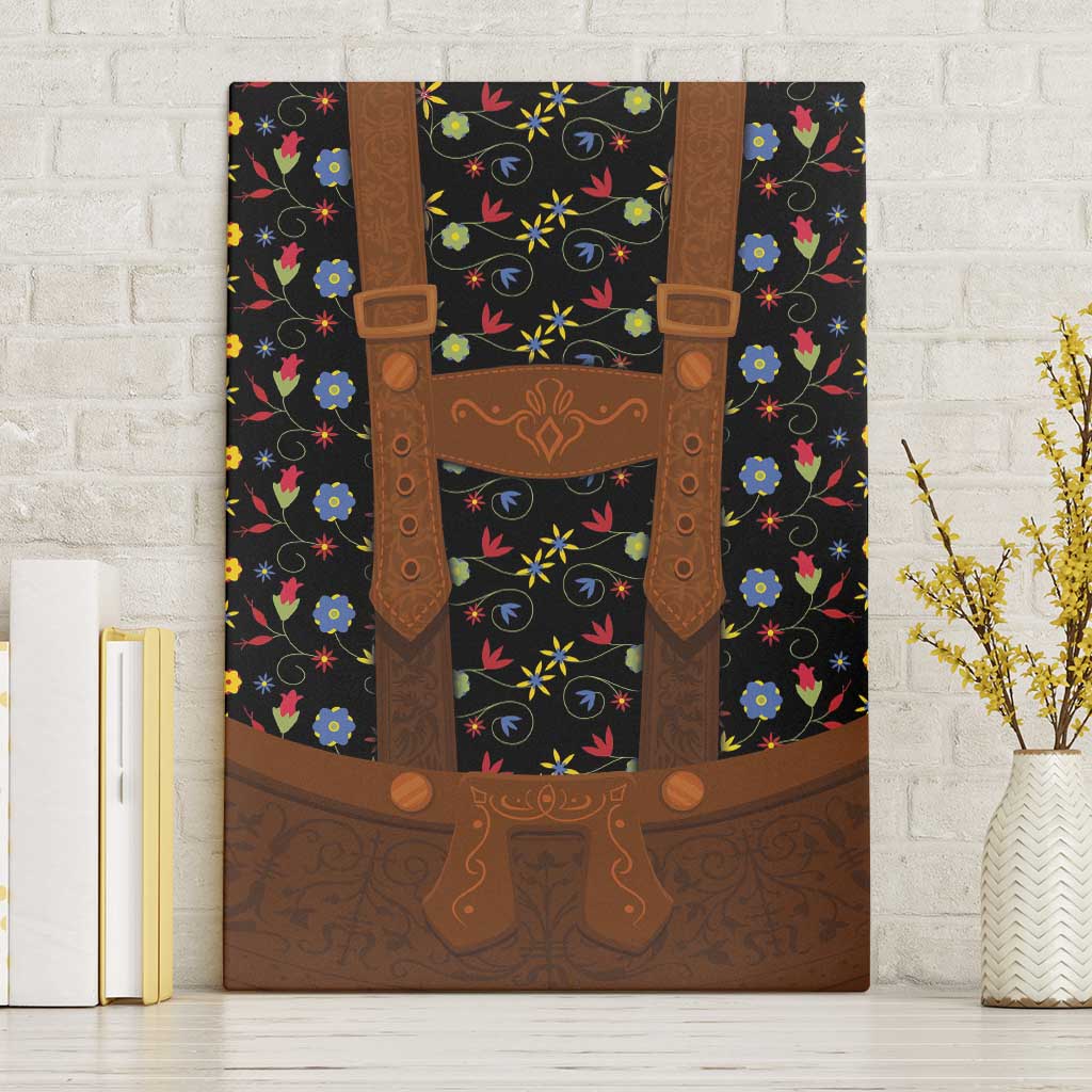 Traditional German Costume - Lederhosen Canvas Wall Art Folk Floral Pattern Style - Wonder Print Shop