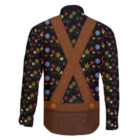 Traditional German Costume - Lederhosen Family Matching Off The Shoulder Long Sleeve Dress and Hawaiian Shirt Folk Floral Pattern Style