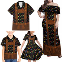 Traditional German Costume - Lederhosen Family Matching Off Shoulder Maxi Dress and Hawaiian Shirt Folk Floral Pattern Style - Wonder Print Shop