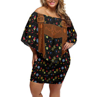 Traditional German Costume - Lederhosen Family Matching Off Shoulder Short Dress and Hawaiian Shirt Folk Floral Pattern Style - Wonder Print Shop