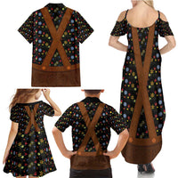 Traditional German Costume - Lederhosen Family Matching Summer Maxi Dress and Hawaiian Shirt Folk Floral Pattern Style - Wonder Print Shop