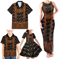 Traditional German Costume - Lederhosen Family Matching Tank Maxi Dress and Hawaiian Shirt Folk Floral Pattern Style - Wonder Print Shop