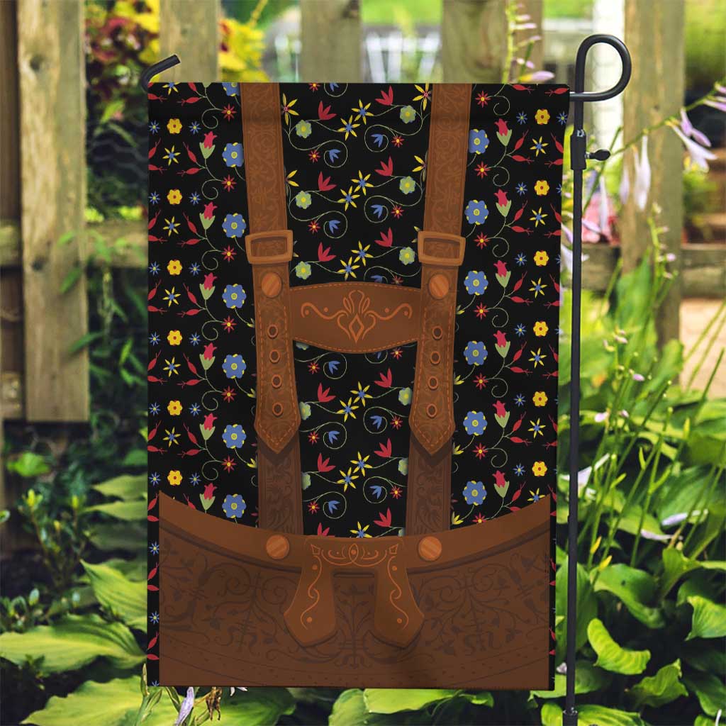 Traditional German Costume - Lederhosen Garden Flag Folk Floral Pattern Style - Wonder Print Shop