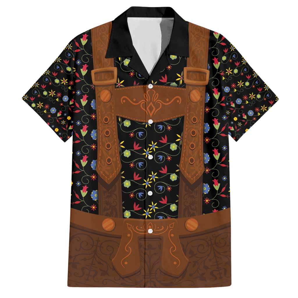 Traditional German Costume - Lederhosen Hawaiian Shirt Folk Floral Pattern Style - Wonder Print Shop