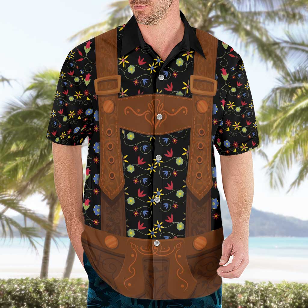 Traditional German Costume - Lederhosen Hawaiian Shirt Folk Floral Pattern Style - Wonder Print Shop