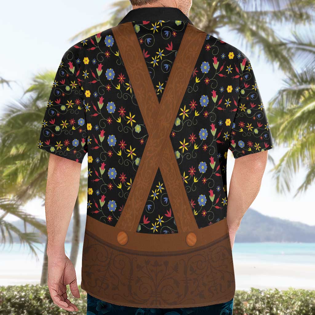 Traditional German Costume - Lederhosen Hawaiian Shirt Folk Floral Pattern Style - Wonder Print Shop