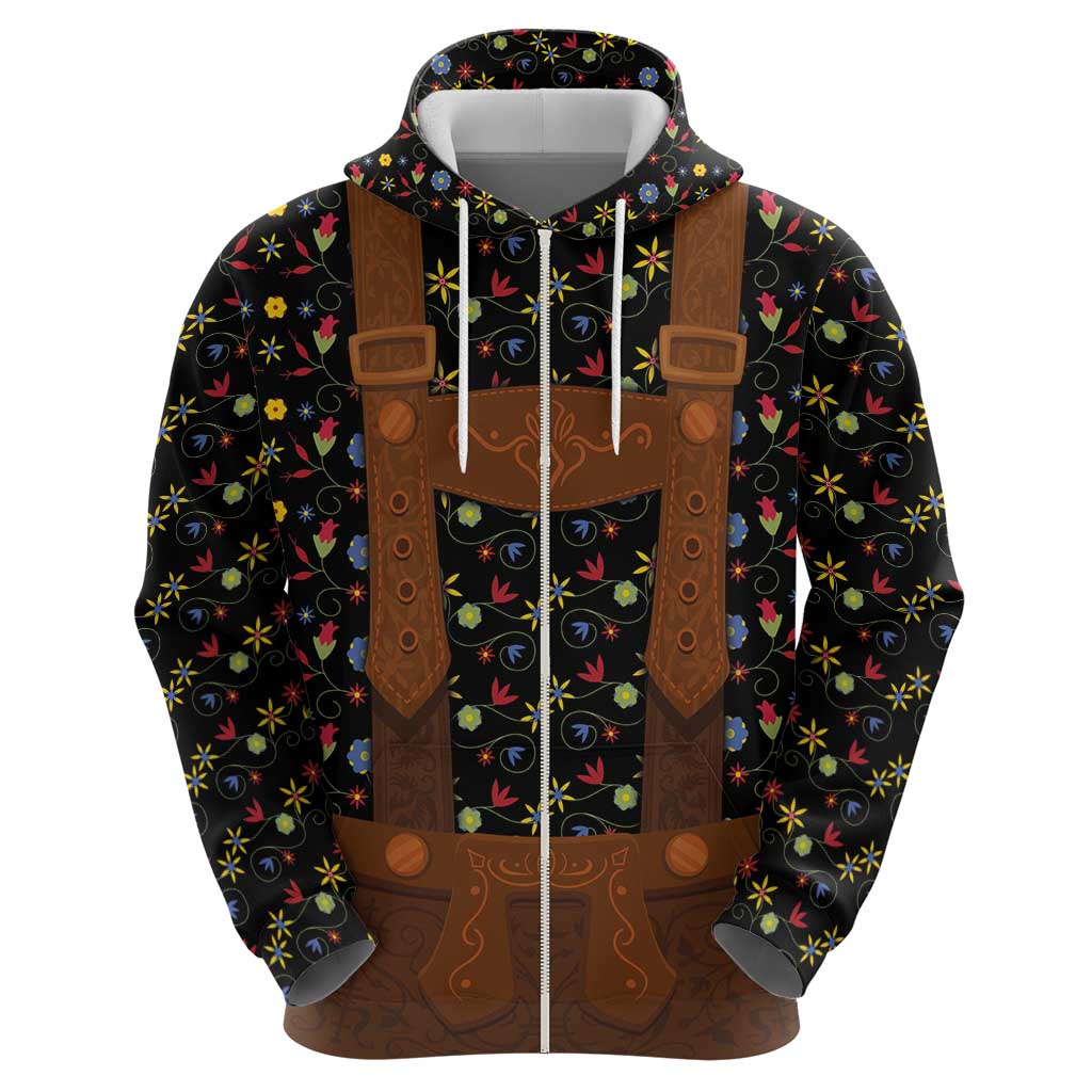 Traditional German Costume - Lederhosen Hoodie Folk Floral Pattern Style - Wonder Print Shop