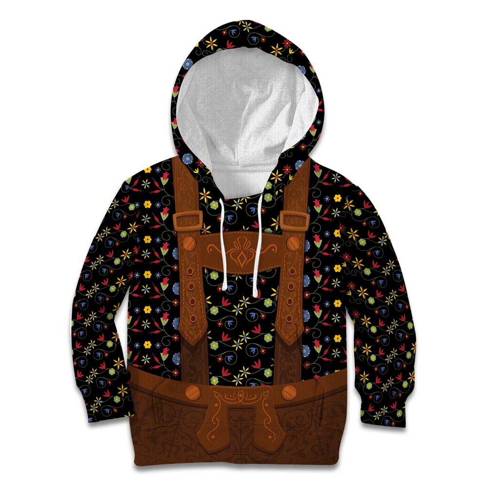 Traditional German Costume - Lederhosen Kid Hoodie Folk Floral Pattern Style - Wonder Print Shop