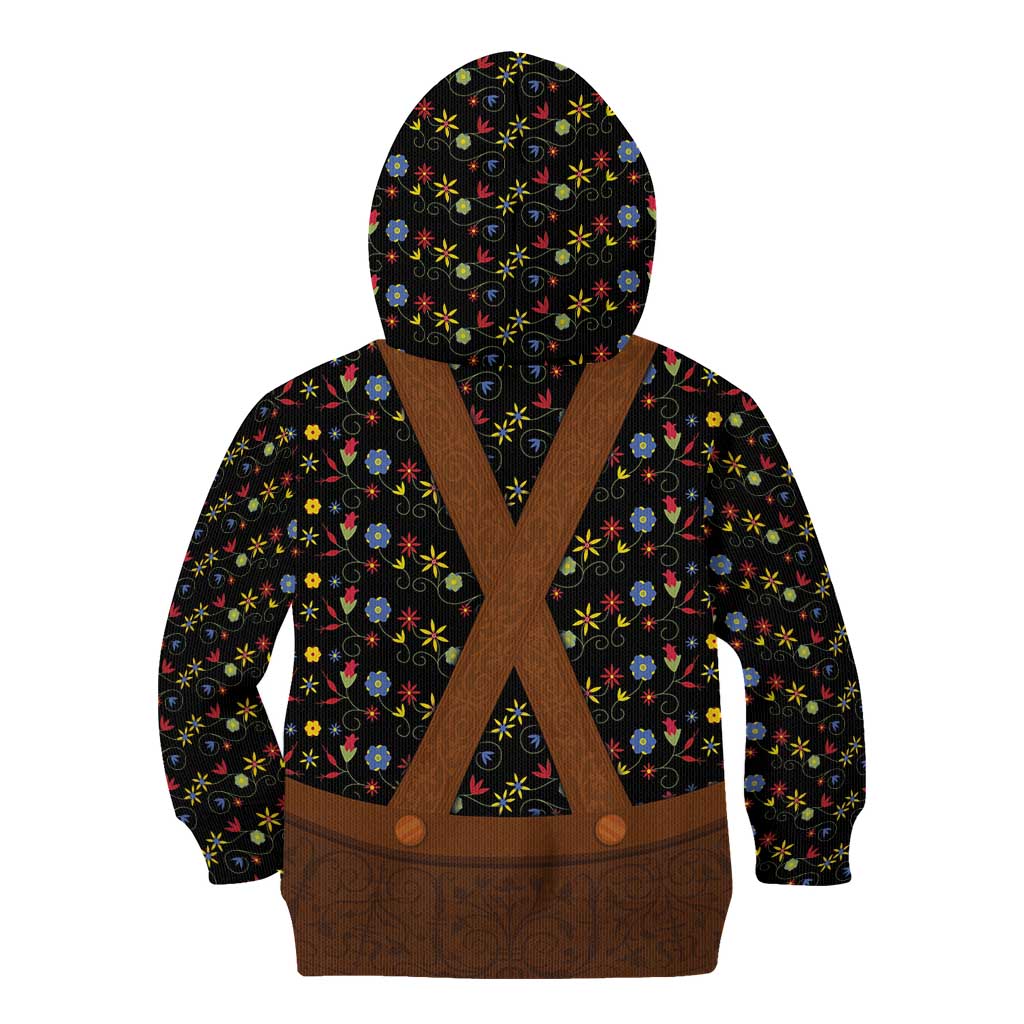 Traditional German Costume - Lederhosen Kid Hoodie Folk Floral Pattern Style - Wonder Print Shop