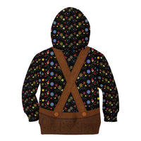 Traditional German Costume - Lederhosen Kid Hoodie Folk Floral Pattern Style - Wonder Print Shop