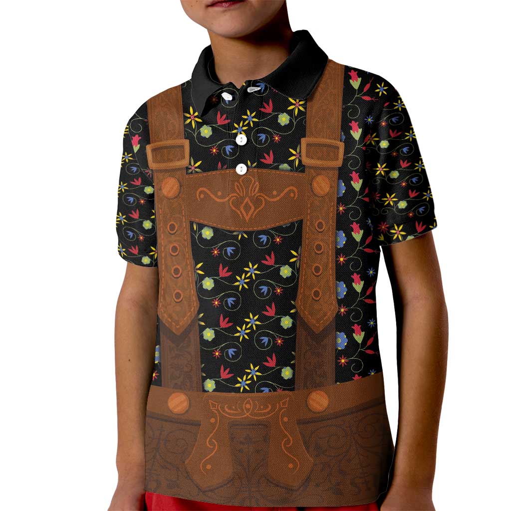 Traditional German Costume - Lederhosen Kid Polo Shirt Folk Floral Pattern Style - Wonder Print Shop