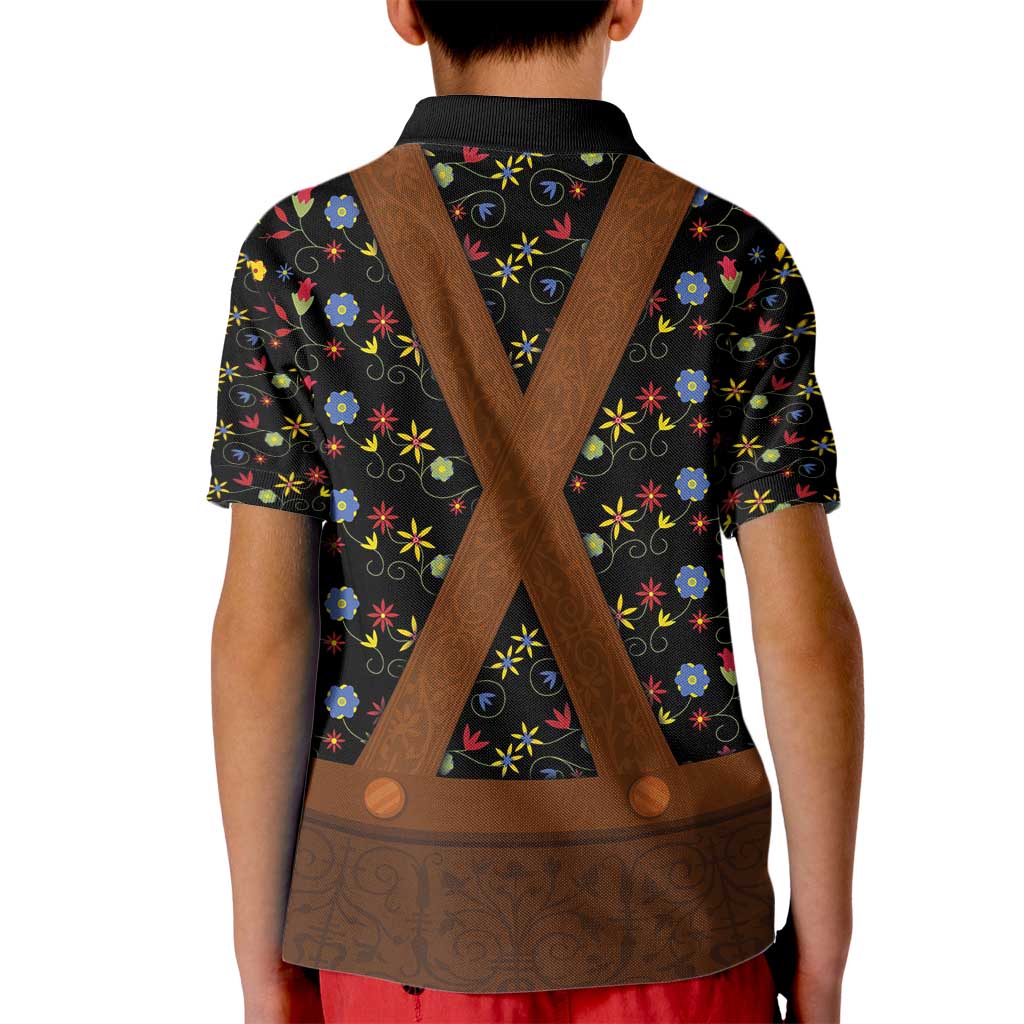 Traditional German Costume - Lederhosen Kid Polo Shirt Folk Floral Pattern Style - Wonder Print Shop